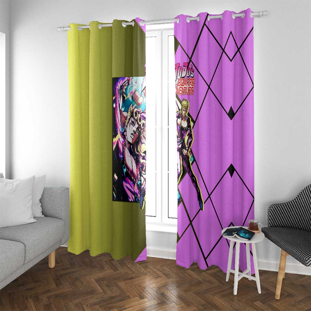 Giorno Giovanna JoJo's Bizarre Adventure Window Curtain with Gold Experience Pose and Stylish Stand Design - The Mazicc