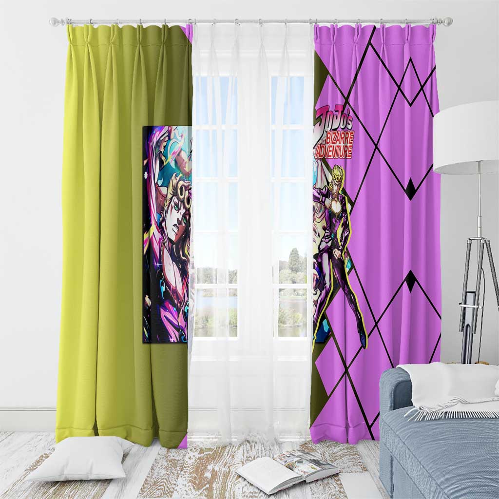 Giorno Giovanna JoJo's Bizarre Adventure Window Curtain with Gold Experience Pose and Stylish Stand Design - The Mazicc