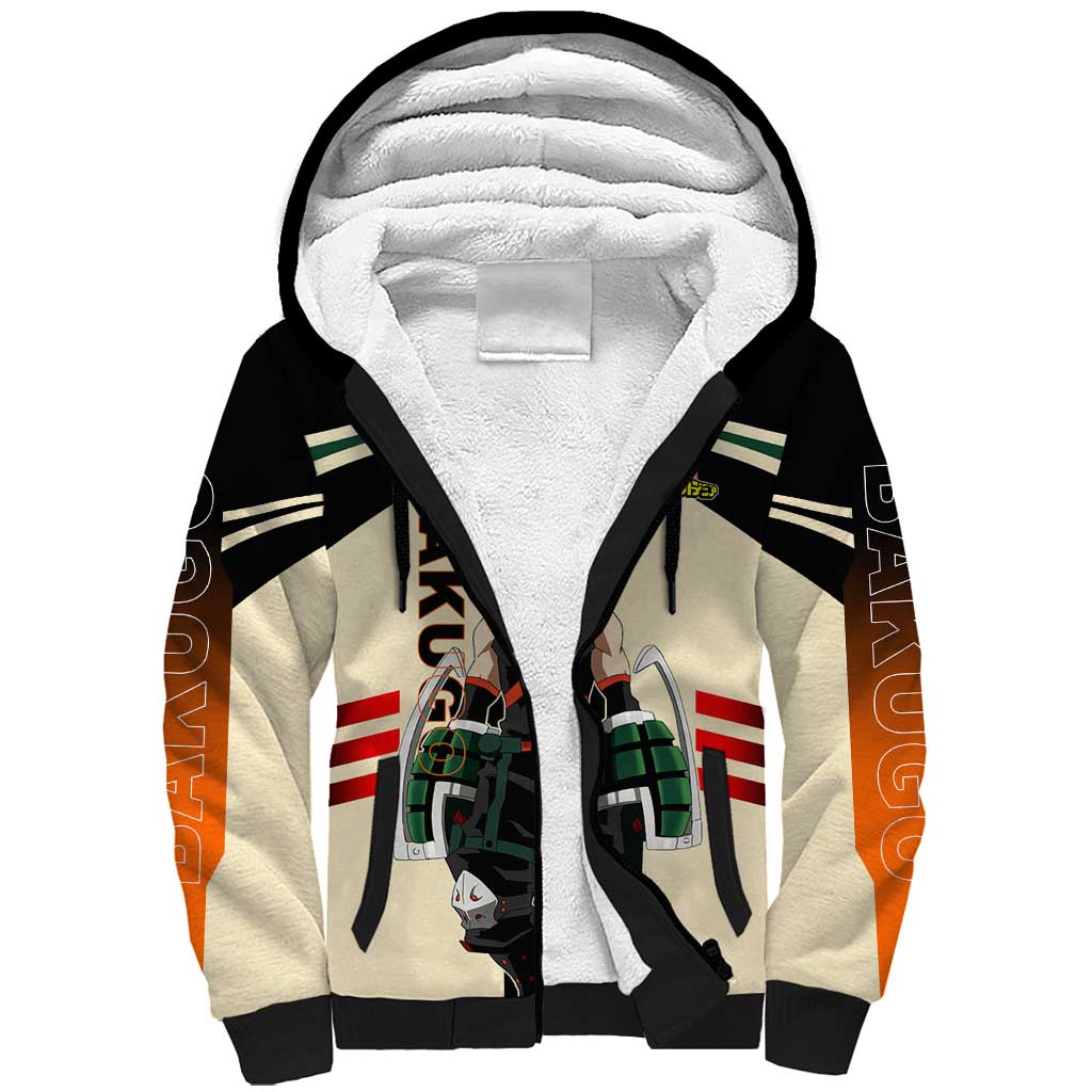 Katsuki Bakugo My Hero Academia Sherpa Hoodie with Explosion Quirk and Dynamic Action Design - The Mazicc