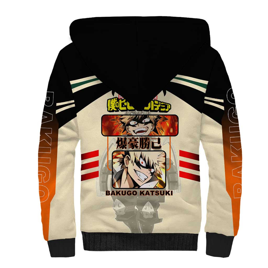 Katsuki Bakugo My Hero Academia Sherpa Hoodie with Explosion Quirk and Dynamic Action Design - The Mazicc