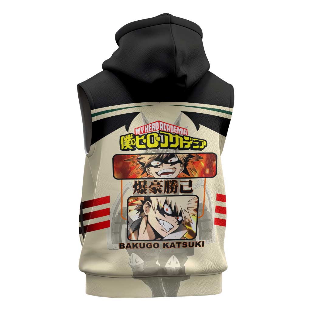 Katsuki Bakugo My Hero Academia Sleeveless Hoodie with Explosion Quirk and Dynamic Action Design - The Mazicc