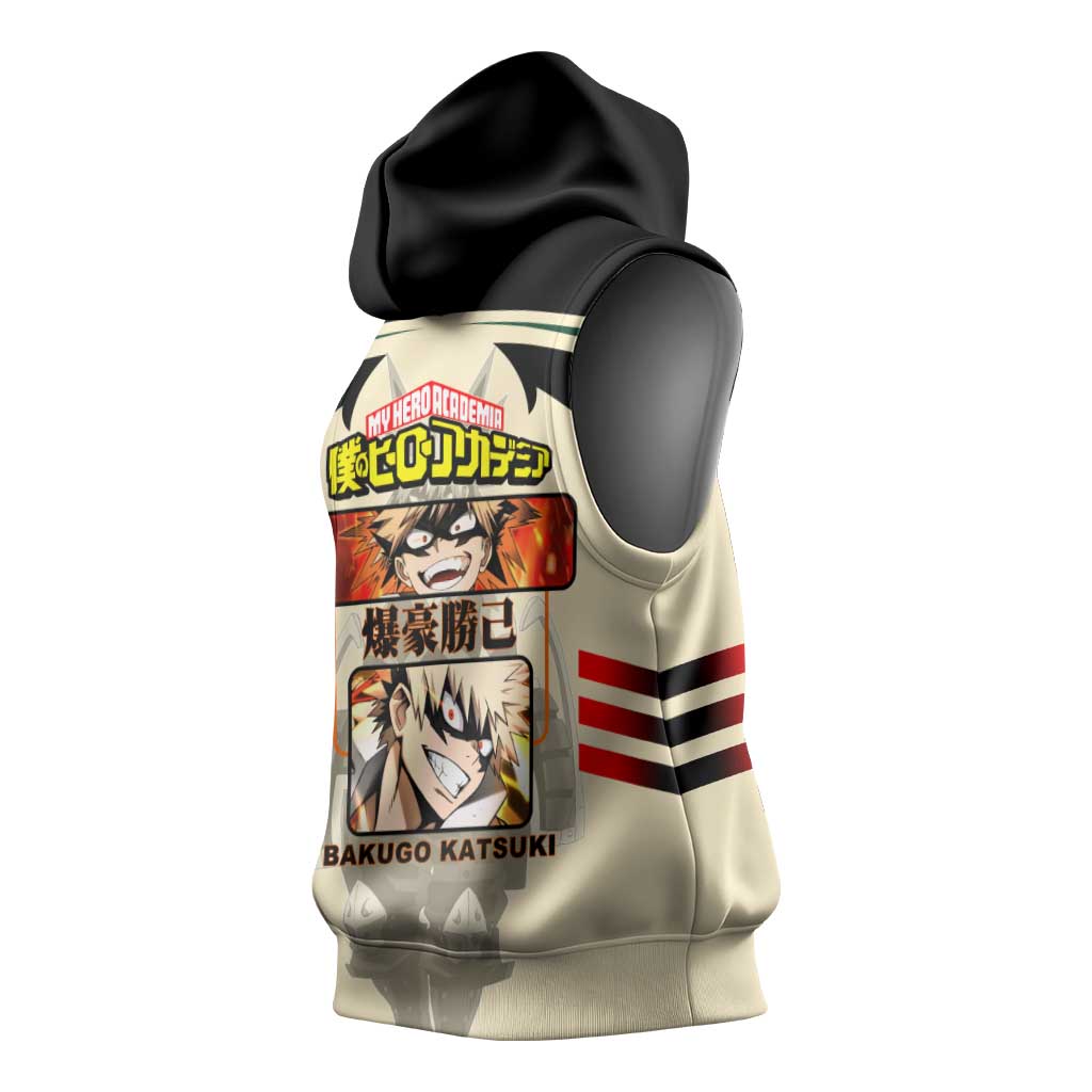 Katsuki Bakugo My Hero Academia Sleeveless Hoodie with Explosion Quirk and Dynamic Action Design - The Mazicc