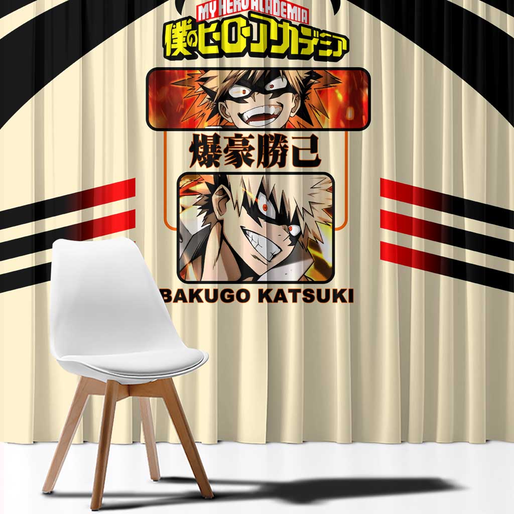 Katsuki Bakugo My Hero Academia Window Curtain with Explosion Quirk and Dynamic Action Design - The Mazicc