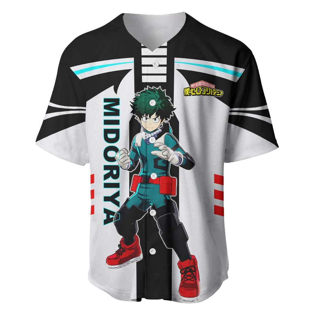 Izuku Midoriya My Hero Academia Baseball Jersey with One For All Quirk and Heroic Action Design - The Mazicc