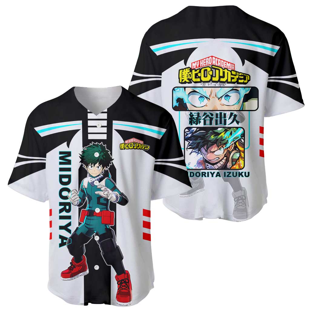 Izuku Midoriya My Hero Academia Baseball Jersey with One For All Quirk and Heroic Action Design - The Mazicc