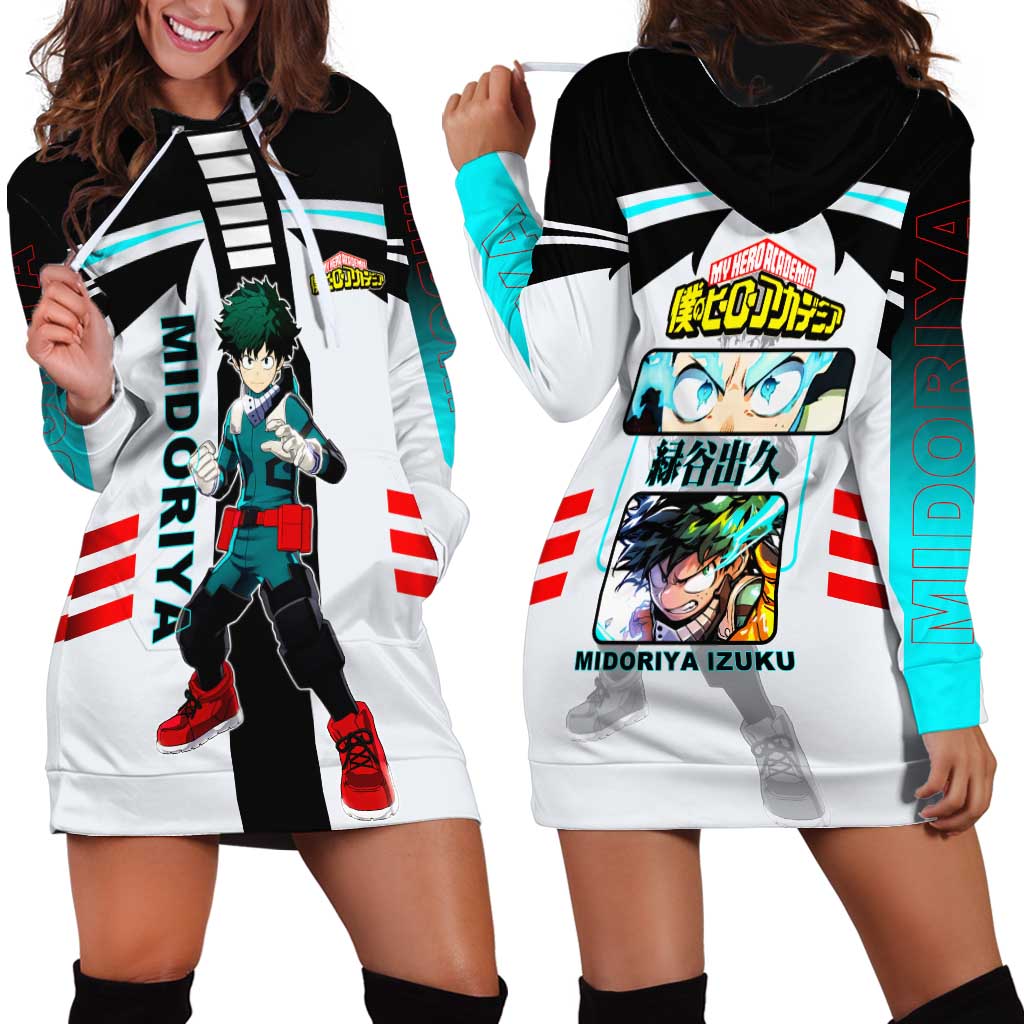 Izuku Midoriya My Hero Academia Hoodie Dress with One For All Quirk and Heroic Action Design - The Mazicc