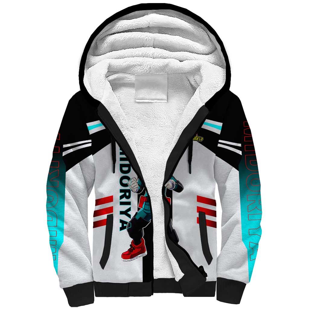 Izuku Midoriya My Hero Academia Sherpa Hoodie with One For All Quirk and Heroic Action Design - The Mazicc