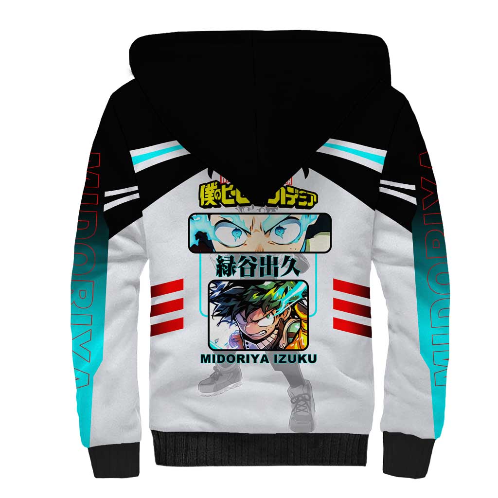 Izuku Midoriya My Hero Academia Sherpa Hoodie with One For All Quirk and Heroic Action Design - The Mazicc