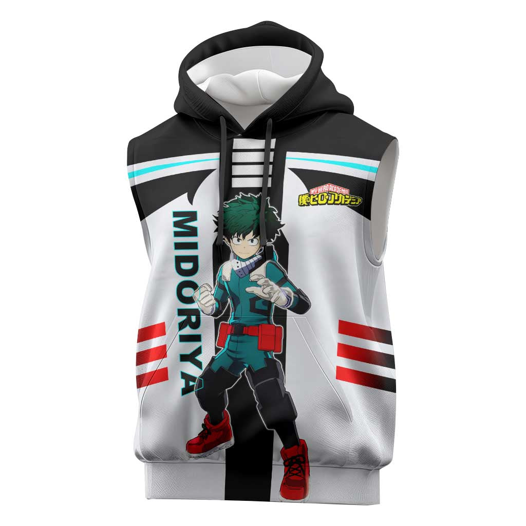 Izuku Midoriya My Hero Academia Sleeveless Hoodie with One For All Quirk and Heroic Action Design - The Mazicc