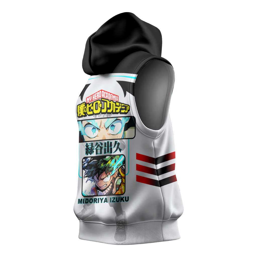 Izuku Midoriya My Hero Academia Sleeveless Hoodie with One For All Quirk and Heroic Action Design - The Mazicc