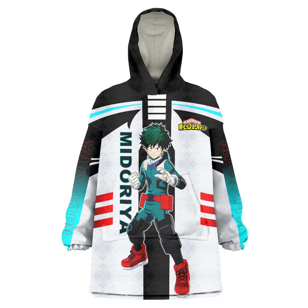 Izuku Midoriya My Hero Academia Wearable Blanket Hoodie with One For All Quirk and Heroic Action Design - The Mazicc