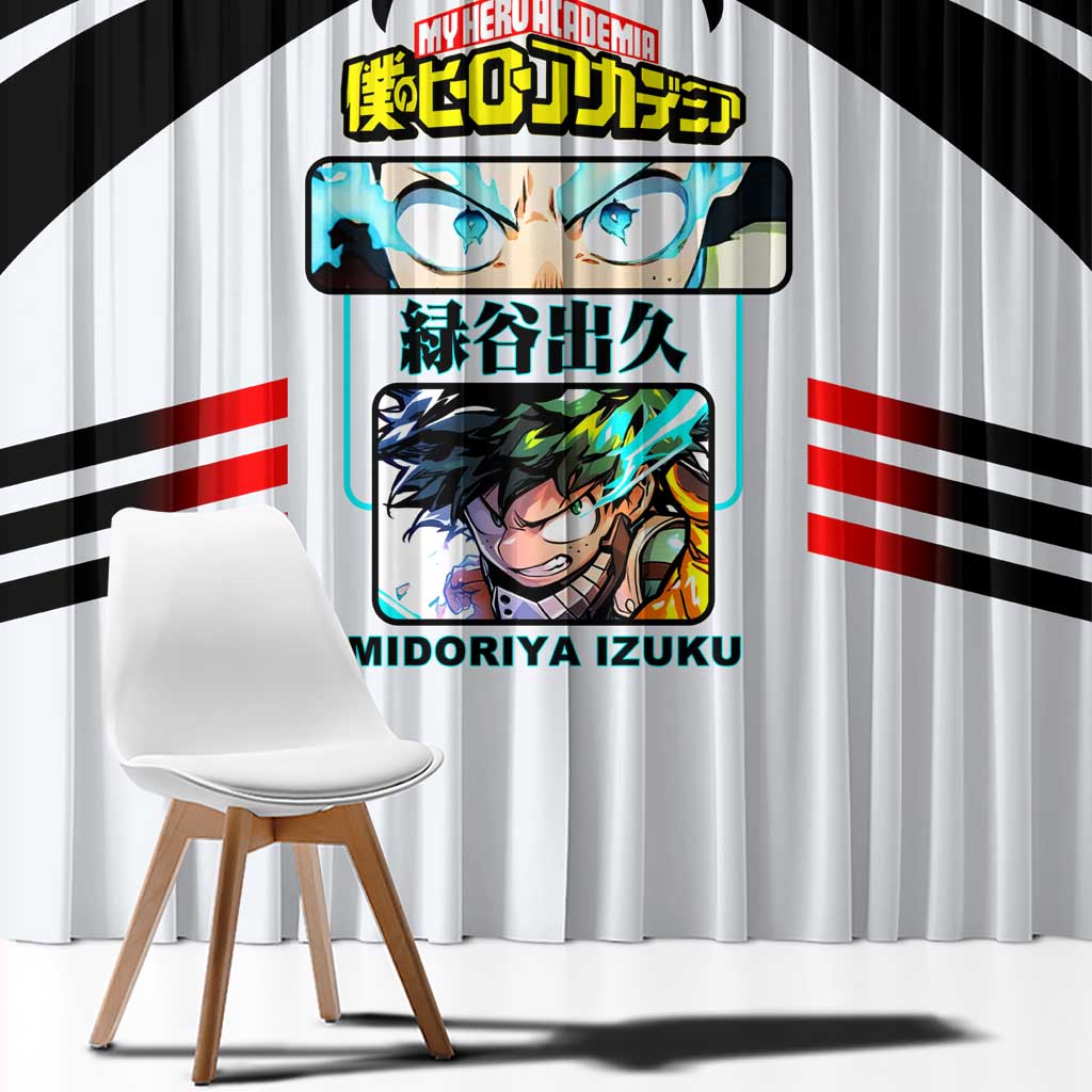 Izuku Midoriya My Hero Academia Window Curtain with One For All Quirk and Heroic Action Design - The Mazicc
