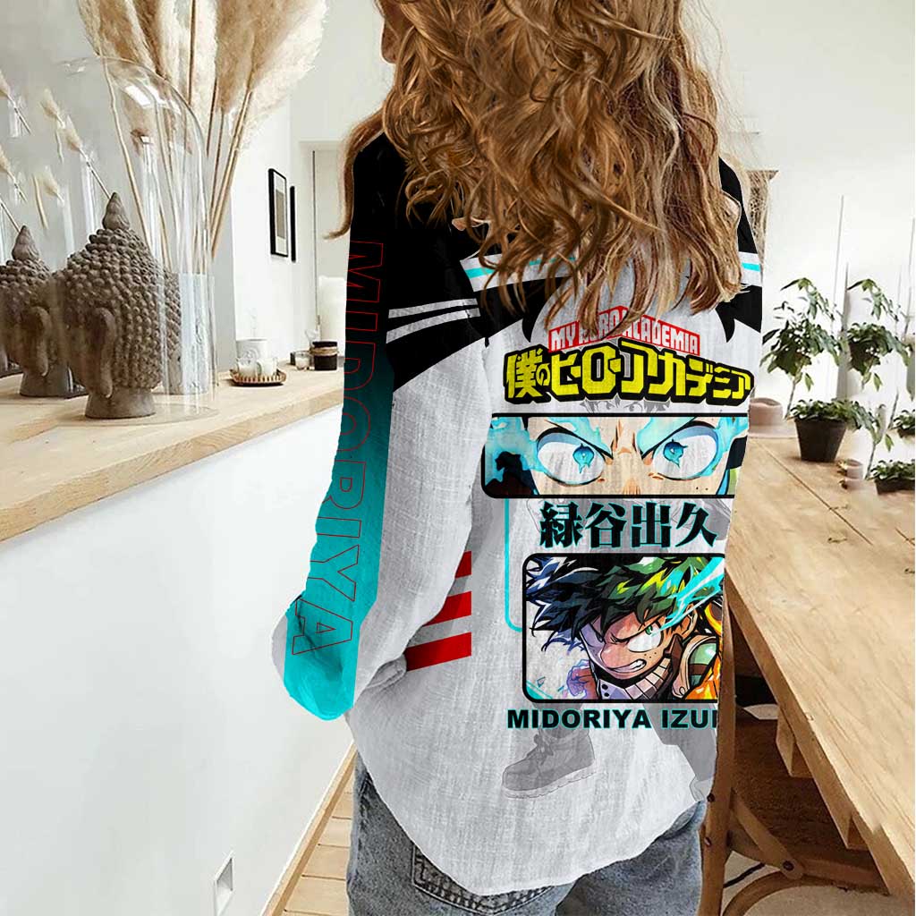 Izuku Midoriya My Hero Academia Women Casual Shirt with One For All Quirk and Heroic Action Design - The Mazicc