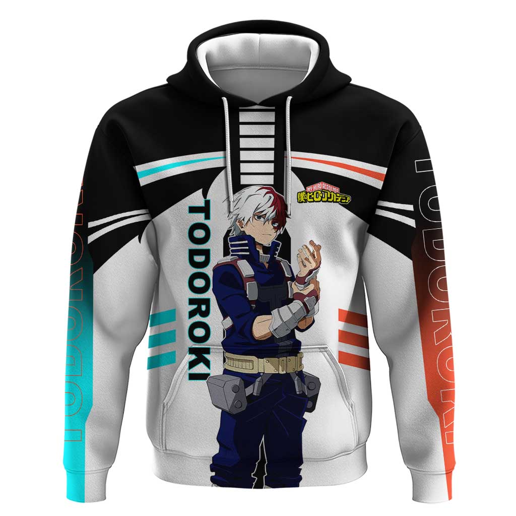 Shoto Todoroki My Hero Academia Hoodie with Fire and Ice Quirk and Dynamic Hero Pose Design - The Mazicc