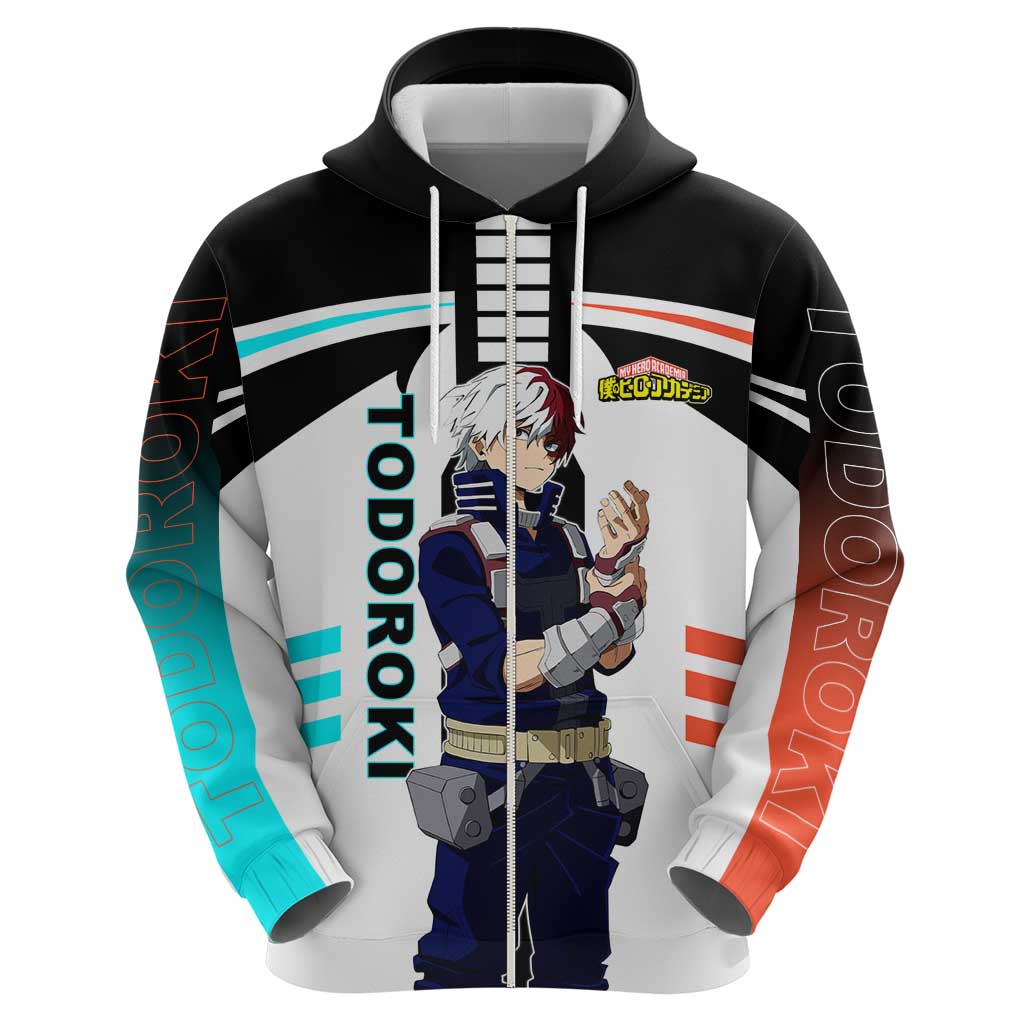 Shoto Todoroki My Hero Academia Hoodie with Fire and Ice Quirk and Dynamic Hero Pose Design - The Mazicc