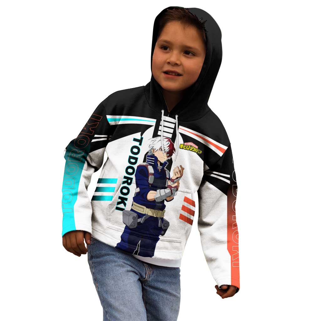 Shoto Todoroki My Hero Academia Kid Hoodie with Fire and Ice Quirk and Dynamic Hero Pose Design - The Mazicc