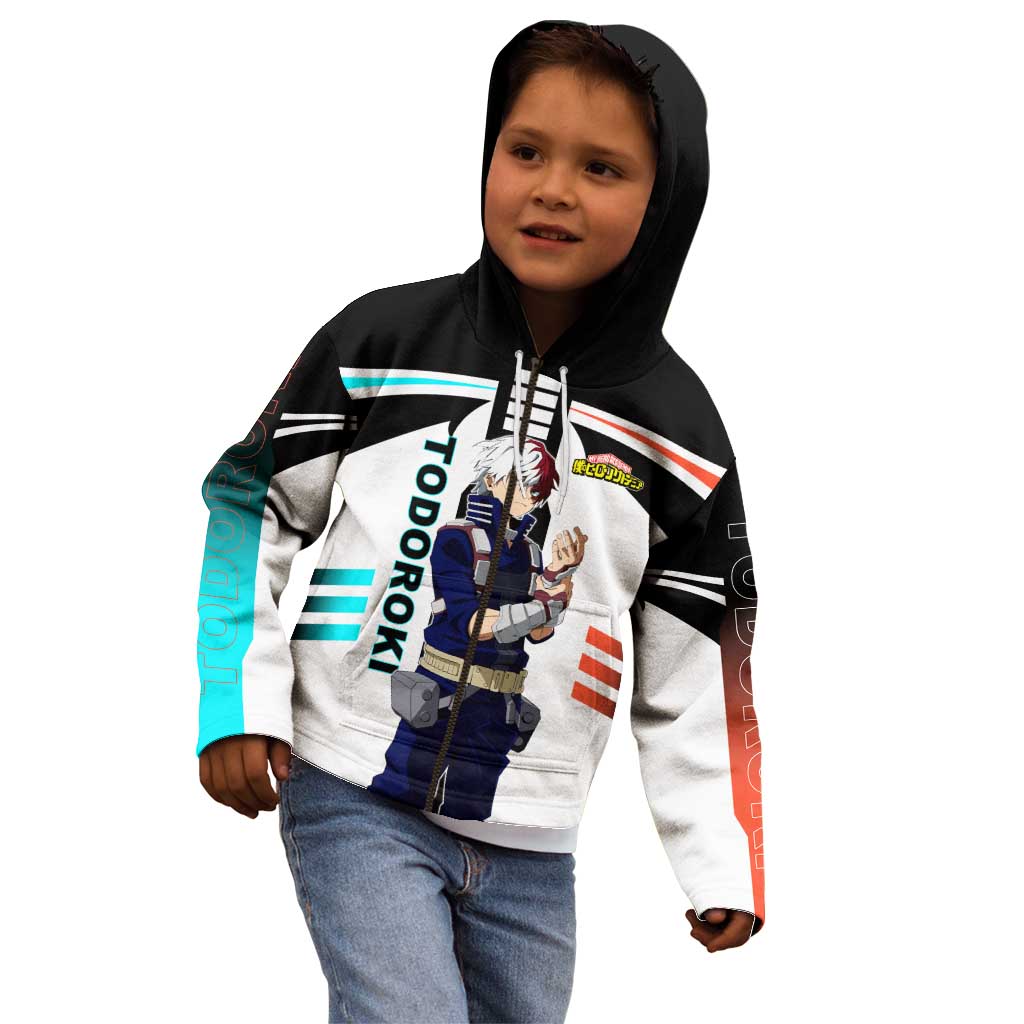 Shoto Todoroki My Hero Academia Kid Hoodie with Fire and Ice Quirk and Dynamic Hero Pose Design - The Mazicc