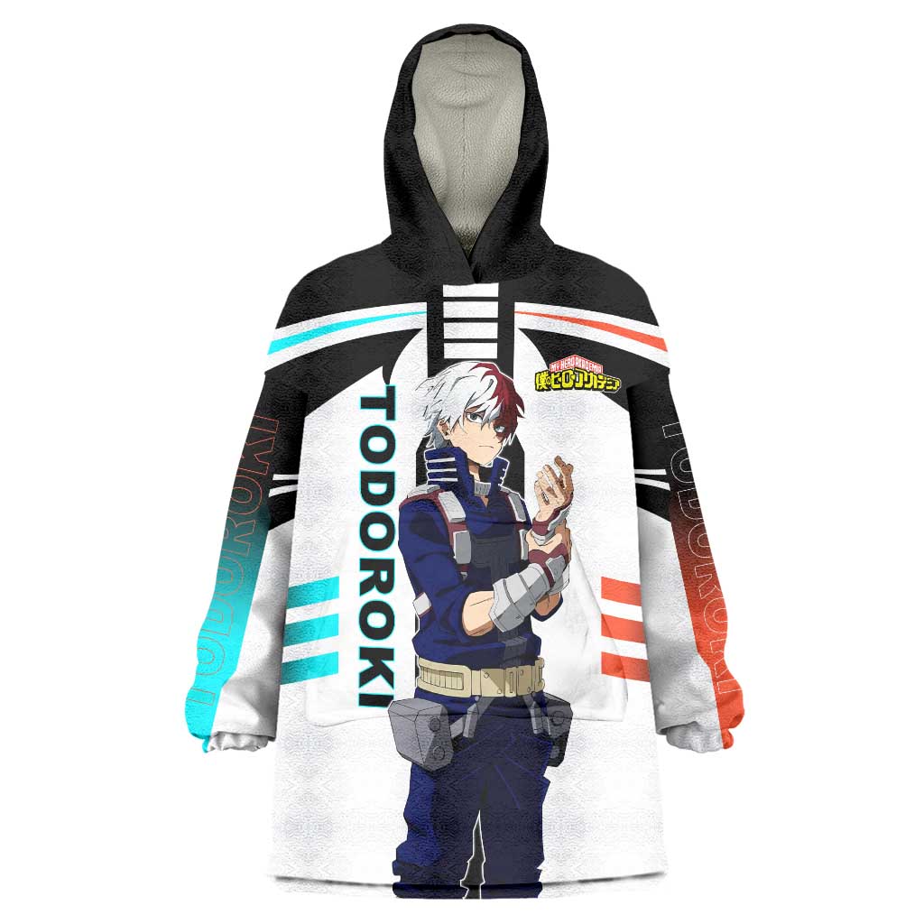 Shoto Todoroki My Hero Academia Wearable Blanket Hoodie with Fire and Ice Quirk and Dynamic Hero Pose Design - The Mazicc
