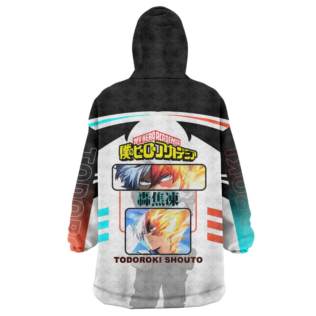 Shoto Todoroki My Hero Academia Wearable Blanket Hoodie with Fire and Ice Quirk and Dynamic Hero Pose Design - The Mazicc