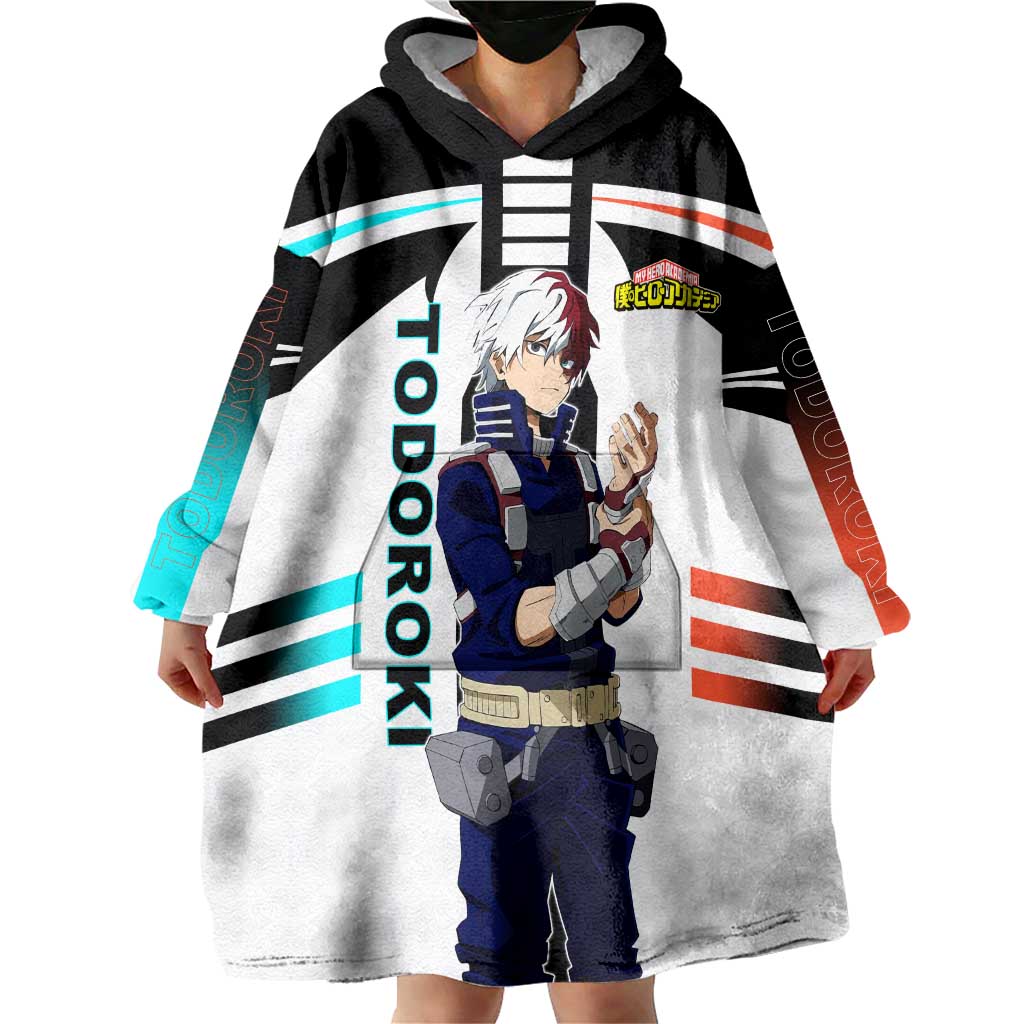 Shoto Todoroki My Hero Academia Wearable Blanket Hoodie with Fire and Ice Quirk and Dynamic Hero Pose Design - The Mazicc
