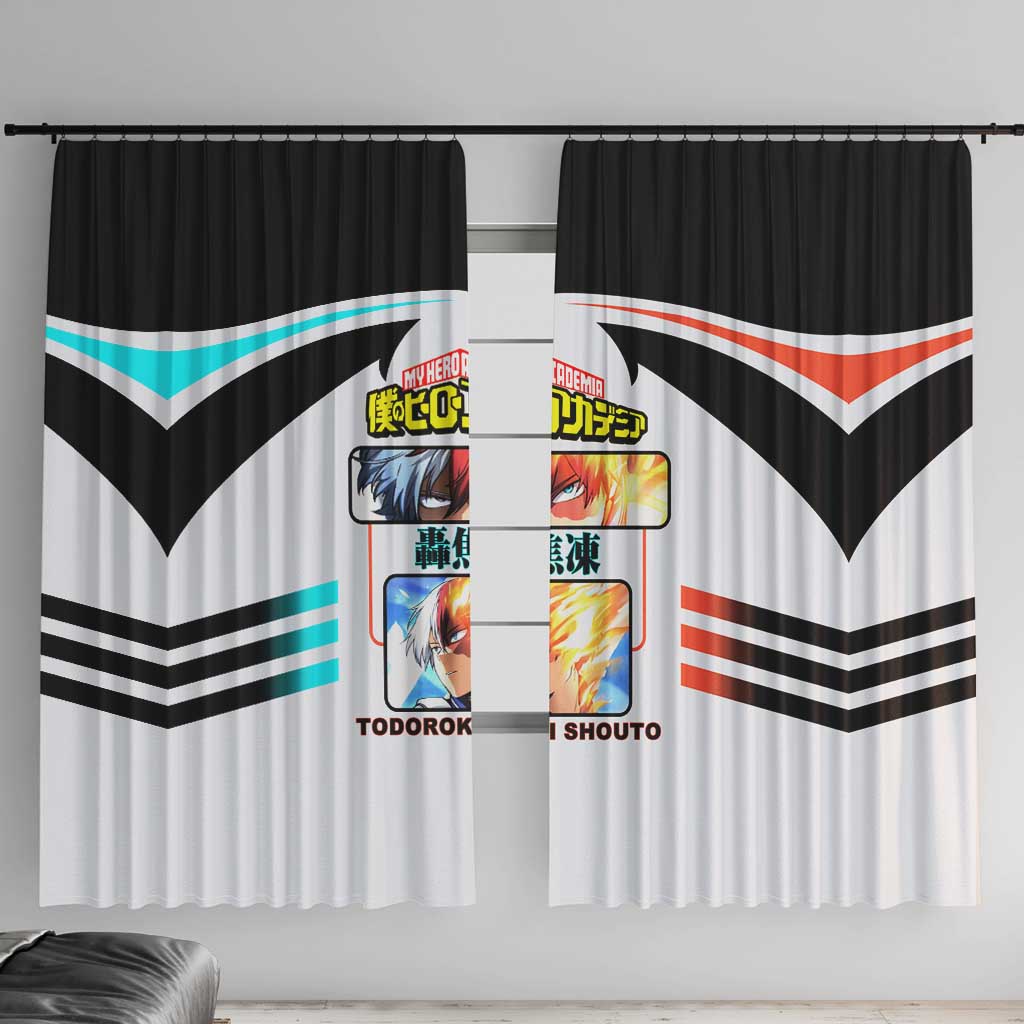 Shoto Todoroki My Hero Academia Window Curtain with Fire and Ice Quirk and Dynamic Hero Pose Design - The Mazicc