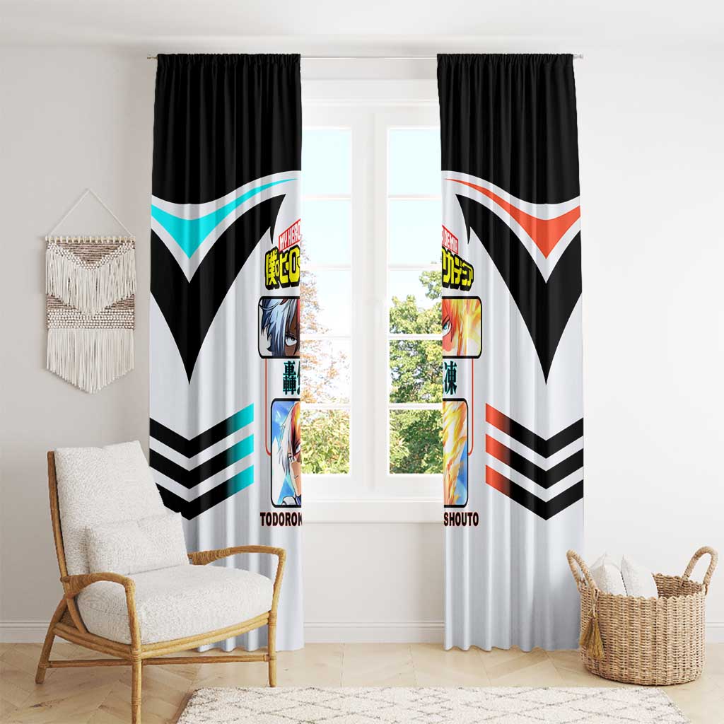 Shoto Todoroki My Hero Academia Window Curtain with Fire and Ice Quirk and Dynamic Hero Pose Design - The Mazicc
