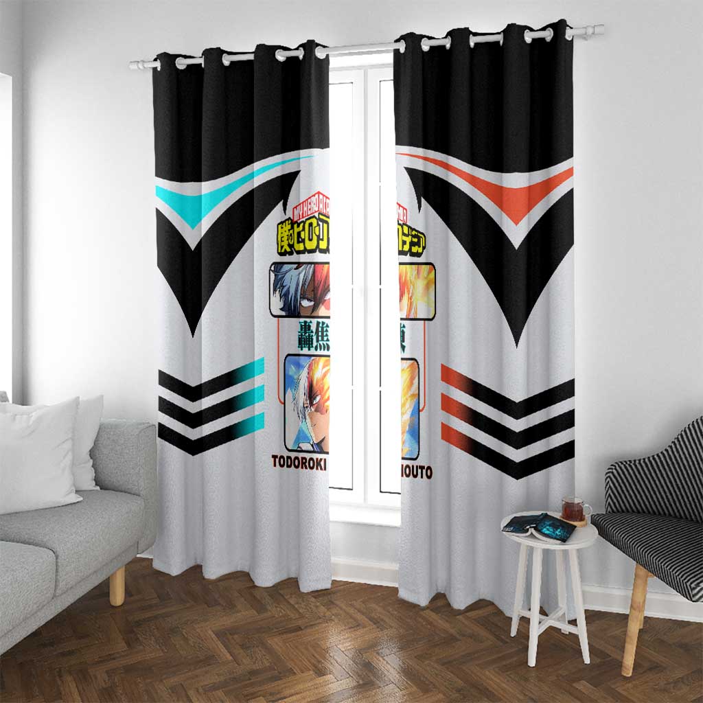 Shoto Todoroki My Hero Academia Window Curtain with Fire and Ice Quirk and Dynamic Hero Pose Design - The Mazicc