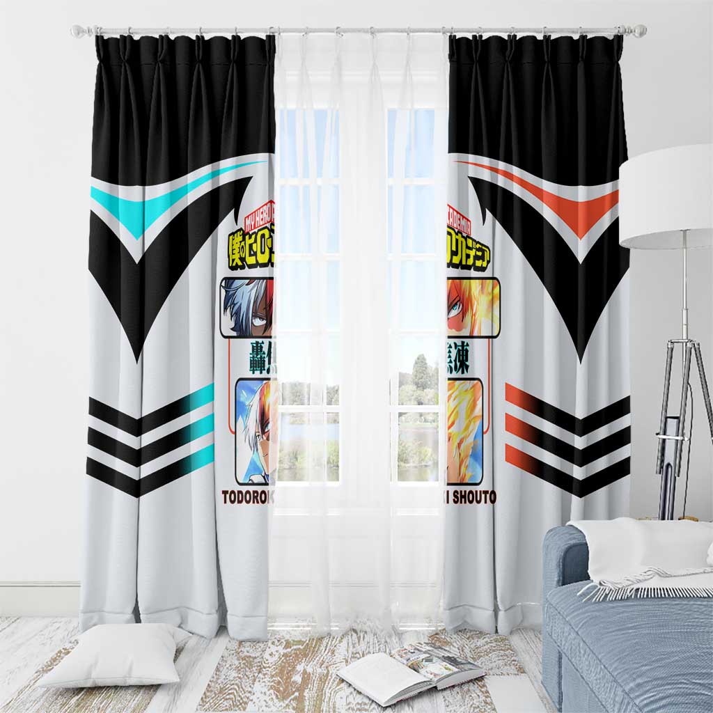 Shoto Todoroki My Hero Academia Window Curtain with Fire and Ice Quirk and Dynamic Hero Pose Design - The Mazicc