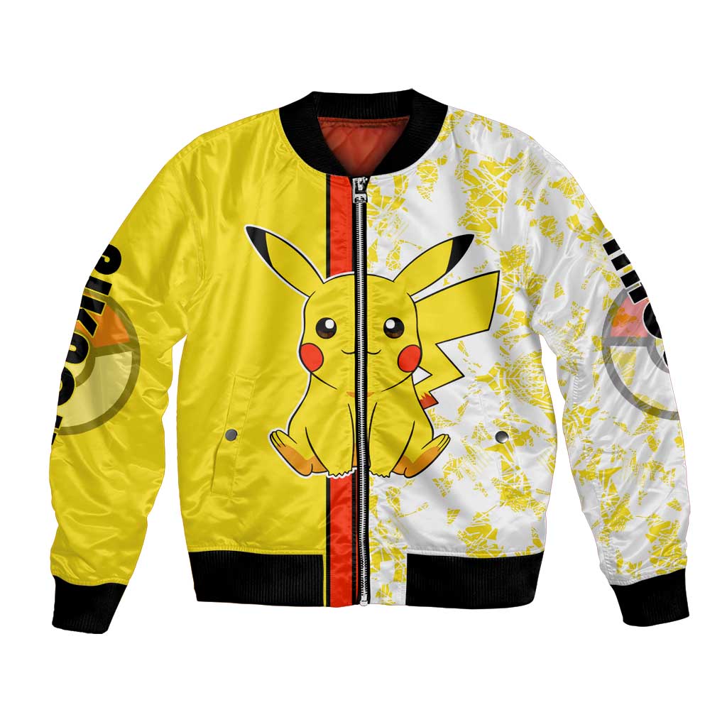 Pikachu Bomber Jacket with Electric Type and Energetic Lightning Pose Design - The Mazicc