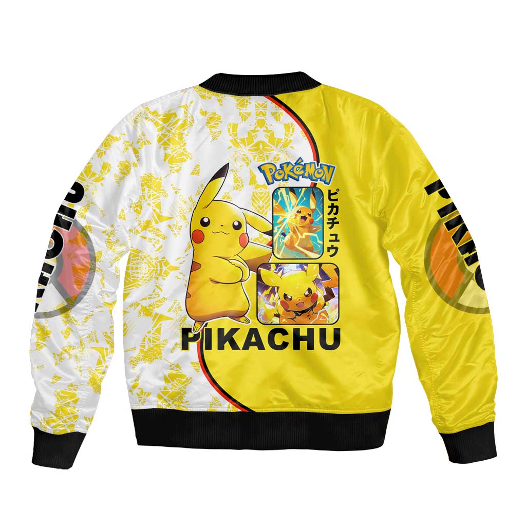 Pikachu Bomber Jacket with Electric Type and Energetic Lightning Pose Design - The Mazicc