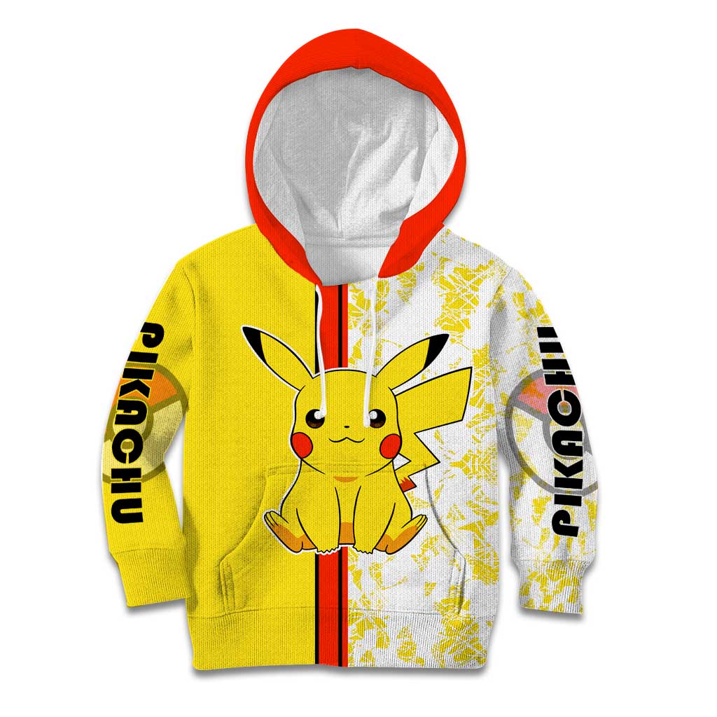 Pikachu Kid Hoodie with Electric Type and Energetic Lightning Pose Design - The Mazicc