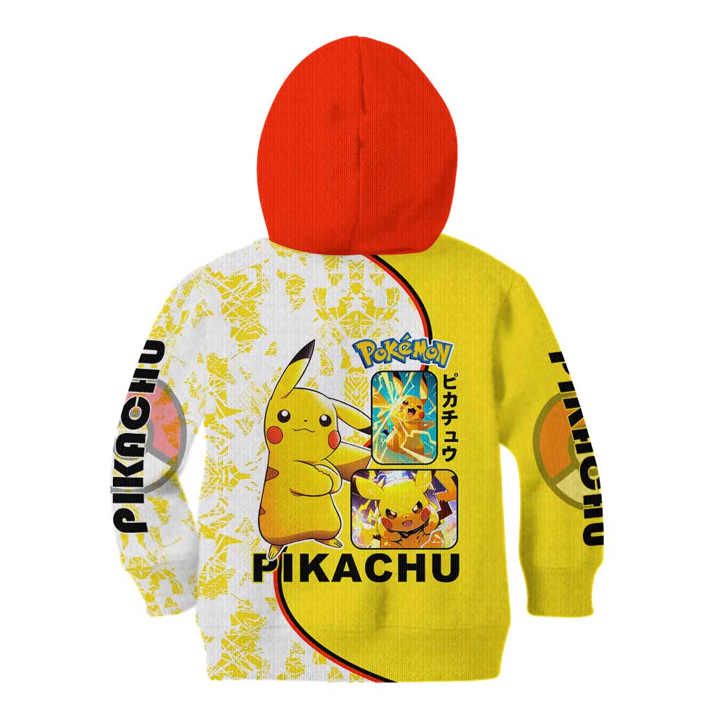 Pikachu Kid Hoodie with Electric Type and Energetic Lightning Pose Design - The Mazicc