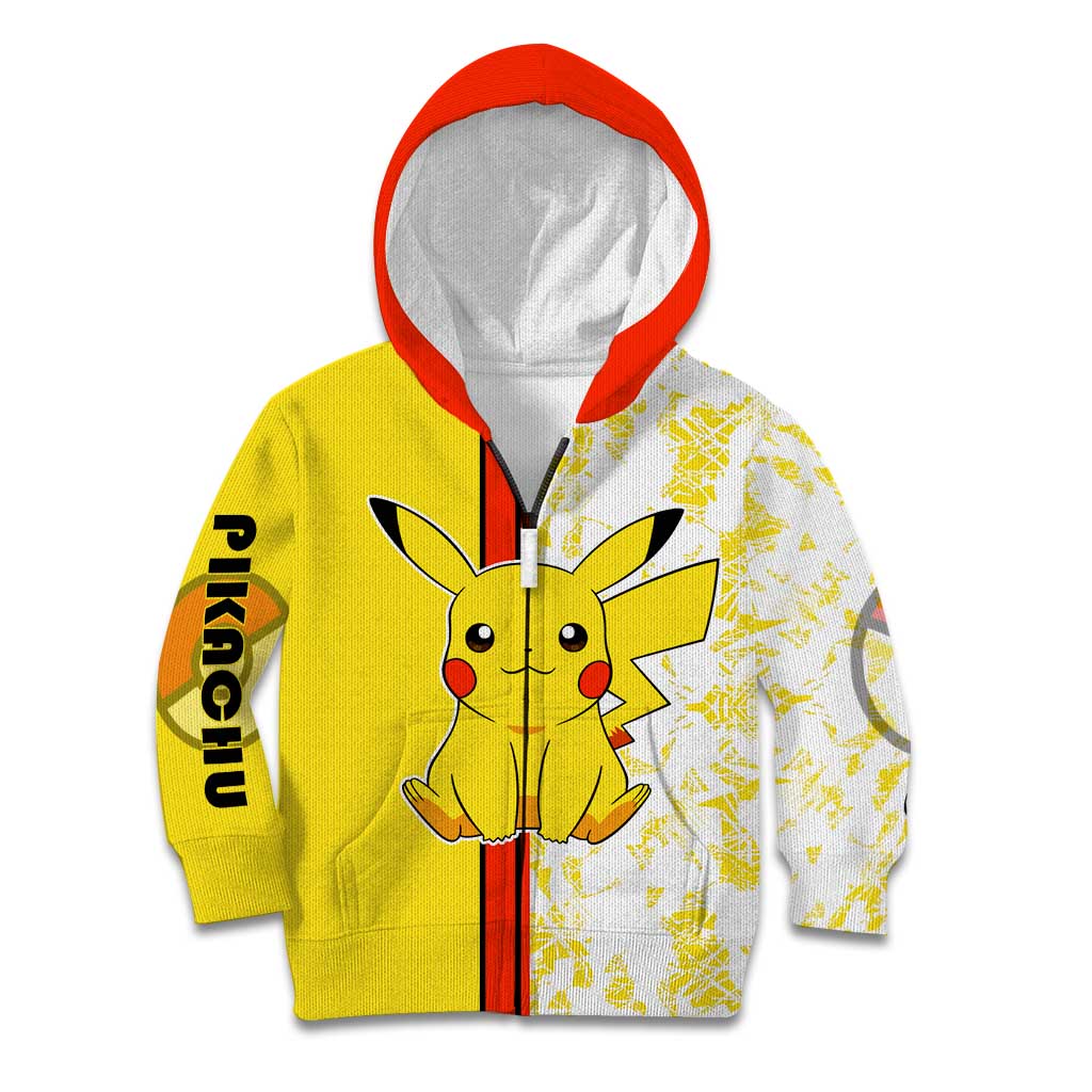 Pikachu Kid Hoodie with Electric Type and Energetic Lightning Pose Design - The Mazicc