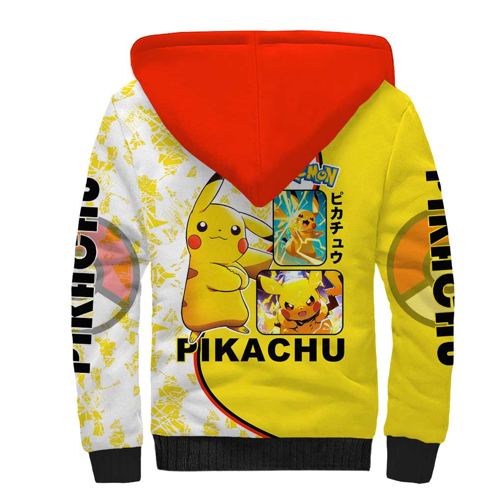 Pikachu Sherpa Hoodie with Electric Type and Energetic Lightning Pose Design - The Mazicc