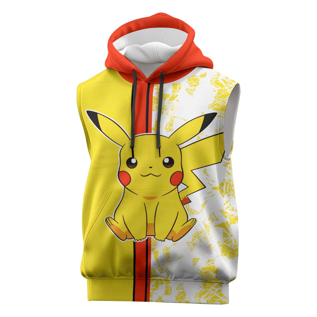 Pikachu Sleeveless Hoodie with Electric Type and Energetic Lightning Pose Design - The Mazicc