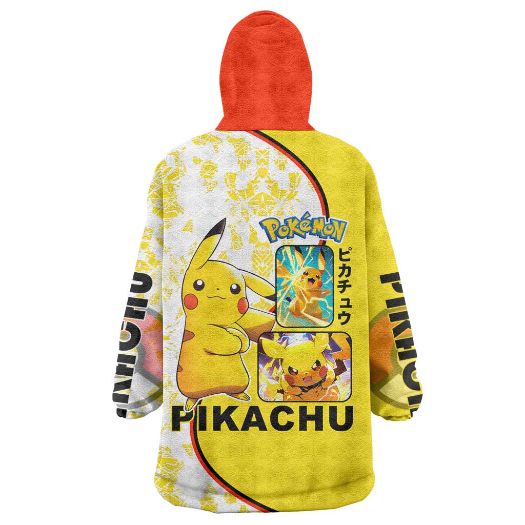 Pikachu Wearable Blanket Hoodie with Electric Type and Energetic Lightning Pose Design - The Mazicc