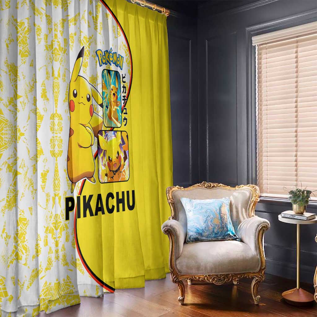 Pikachu Window Curtain with Electric Type and Energetic Lightning Pose Design - The Mazicc