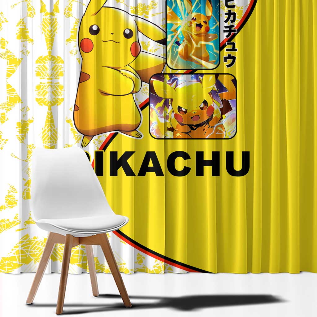 Pikachu Window Curtain with Electric Type and Energetic Lightning Pose Design - The Mazicc