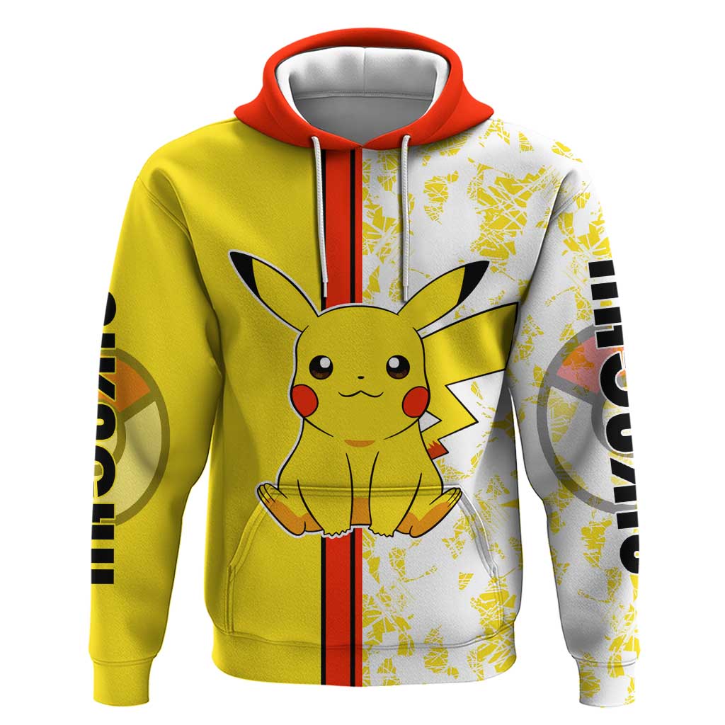 Pikachu Zip Hoodie with Electric Type and Energetic Lightning Pose Design - The Mazicc