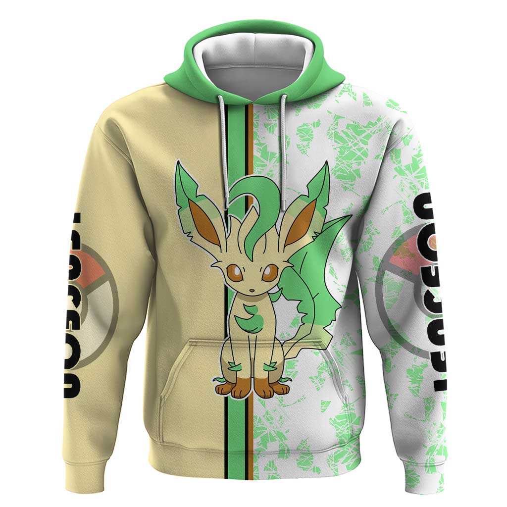 Leafeon Hoodie with Grass Type and Leafy Nature Pose Design - The Mazicc