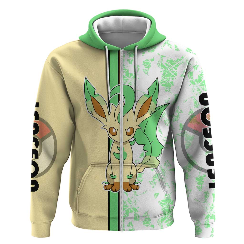Leafeon Hoodie with Grass Type and Leafy Nature Pose Design - The Mazicc