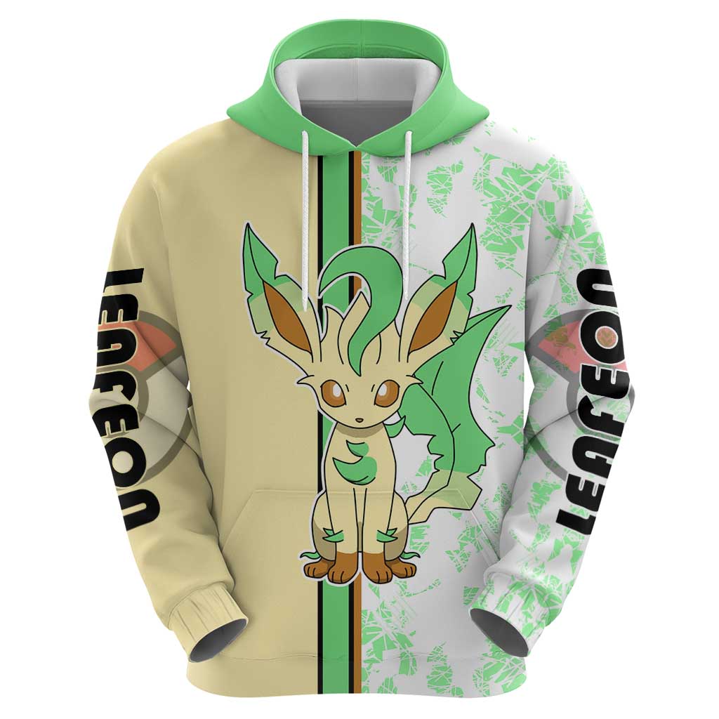 Leafeon Hoodie with Grass Type and Leafy Nature Pose Design - The Mazicc