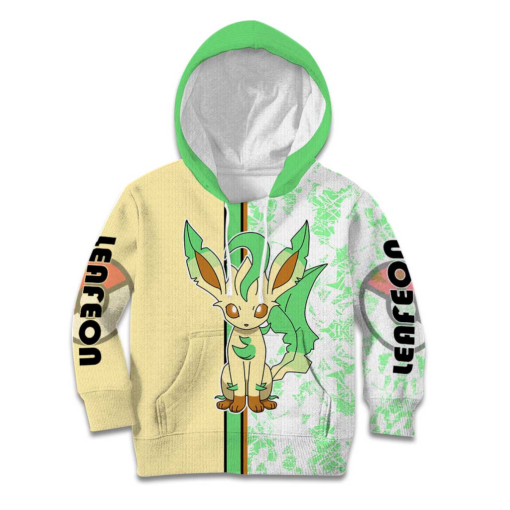 Leafeon Kid Hoodie with Grass Type and Leafy Nature Pose Design - The Mazicc
