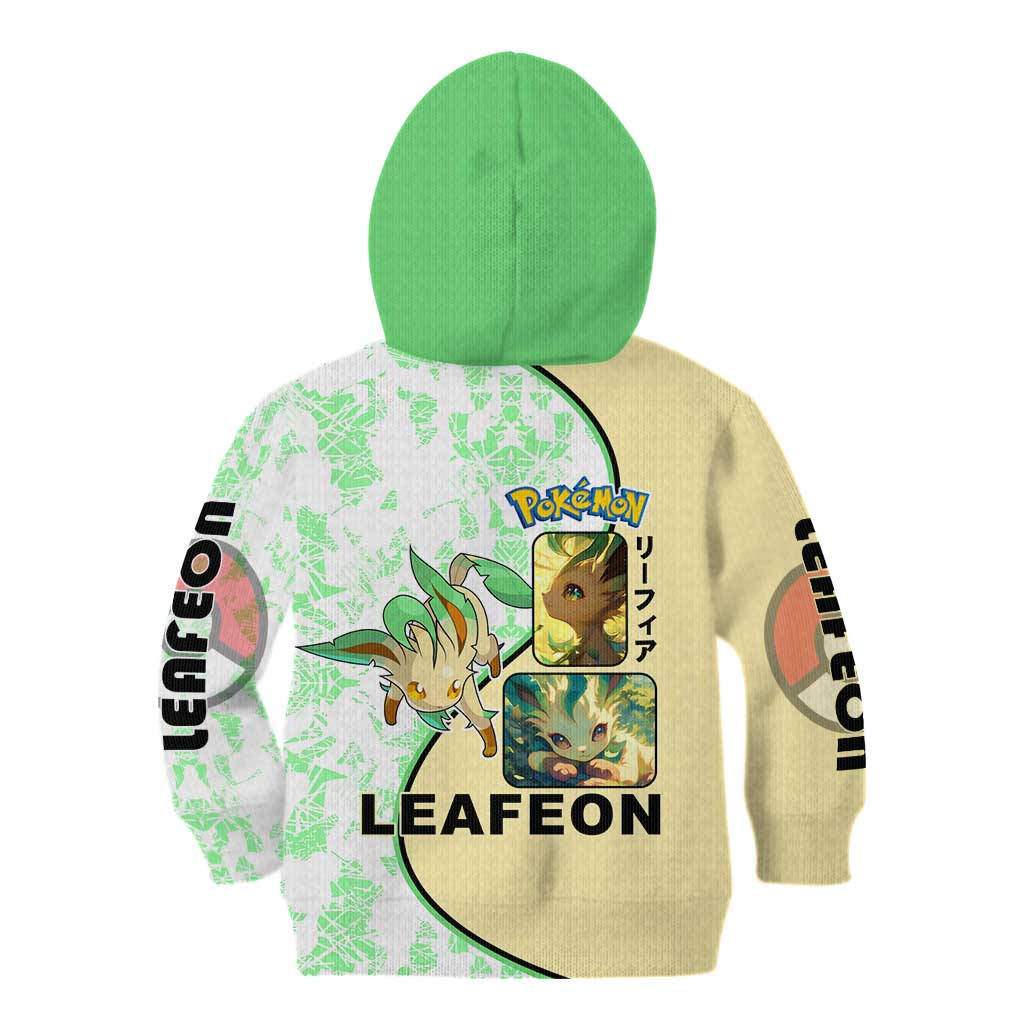 Leafeon Kid Hoodie with Grass Type and Leafy Nature Pose Design - The Mazicc