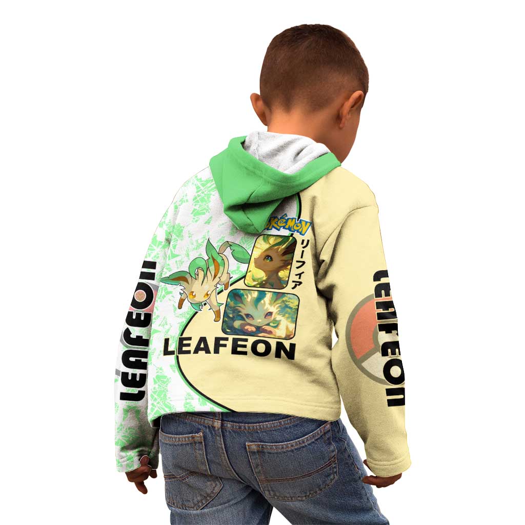 Leafeon Kid Hoodie with Grass Type and Leafy Nature Pose Design - The Mazicc