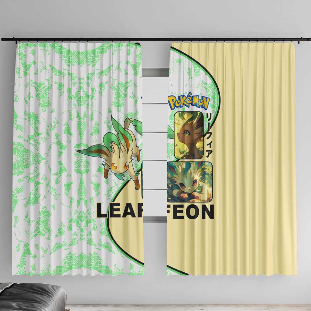 Leafeon Window Curtain with Grass Type and Leafy Nature Pose Design - The Mazicc