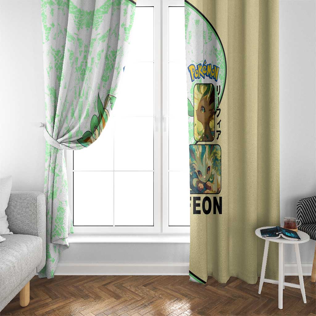 Leafeon Window Curtain with Grass Type and Leafy Nature Pose Design - The Mazicc