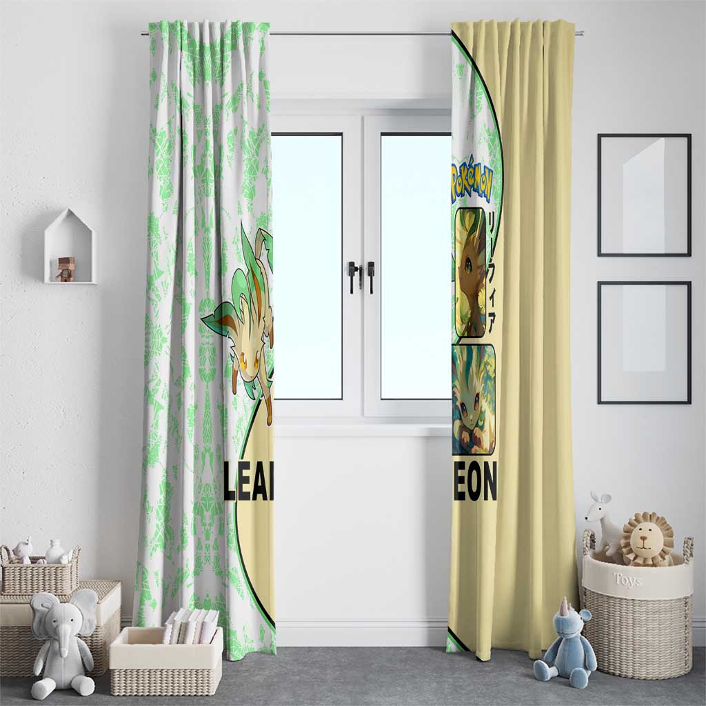 Leafeon Window Curtain with Grass Type and Leafy Nature Pose Design - The Mazicc