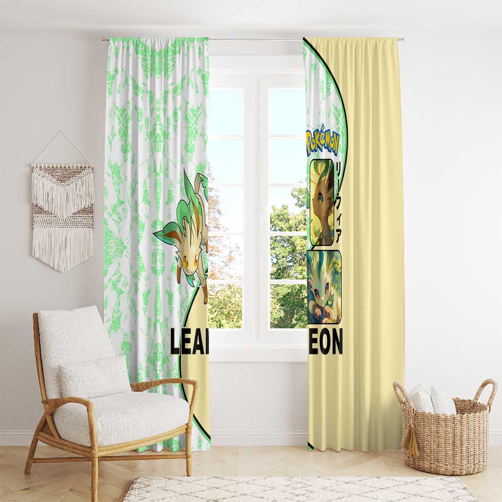 Leafeon Window Curtain with Grass Type and Leafy Nature Pose Design - The Mazicc