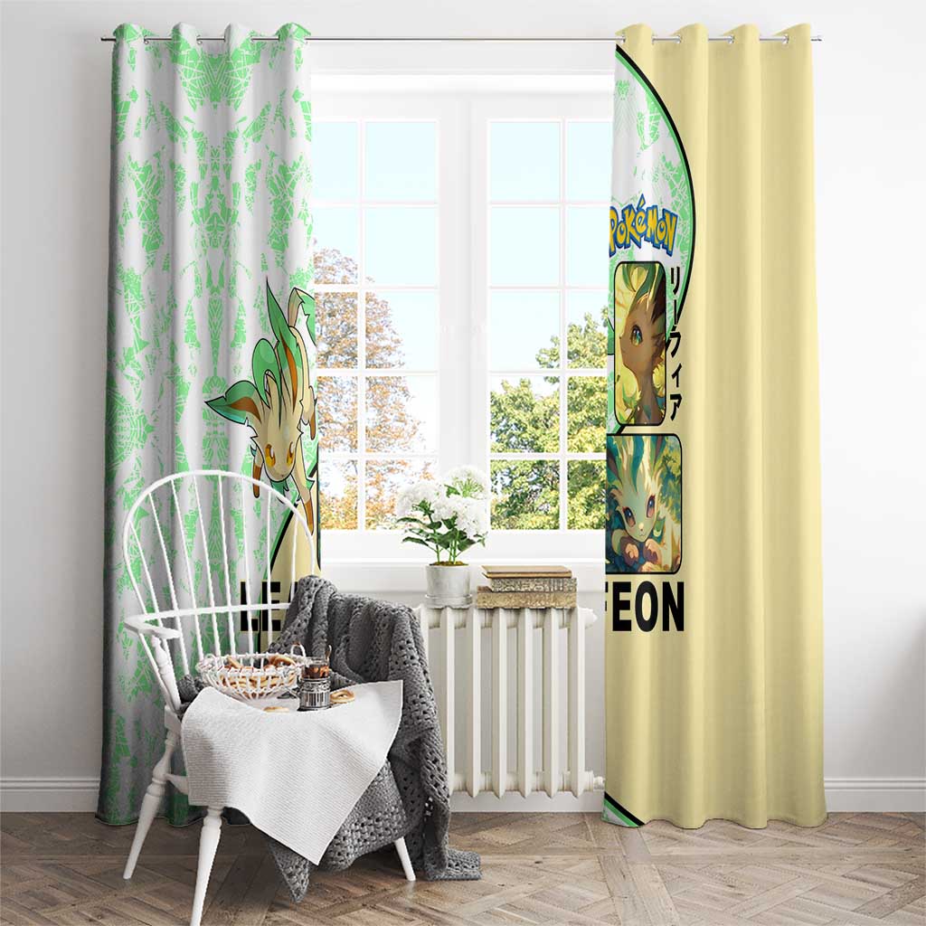 Leafeon Window Curtain with Grass Type and Leafy Nature Pose Design - The Mazicc